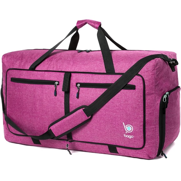 Bago Handbags - Bago Large Pink Travel Duffel Bag that Folds Up